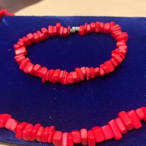 Genuine stone necklace and bracelet